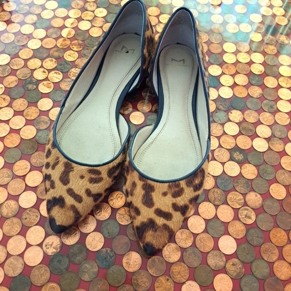 Marc Fisher calf hair leopard flat shoes size 7